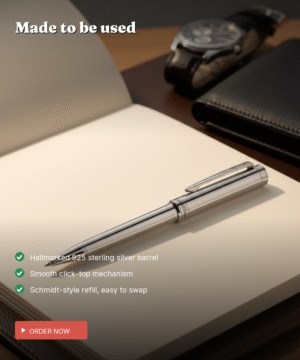 925 Silver Classic Ballpoint Pen — Heirloom Daily Writer — view 2