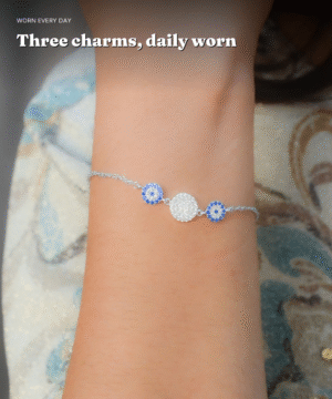 925 Silver Triple Evil Eye Charm Bracelet — Pavé CZ Daily Wear — view 2