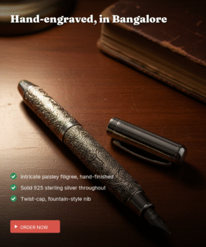 925 Silver Engraved Heritage Pen — Hand-Filigree Fountain — view 2