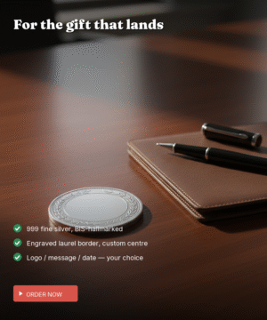 999 Silver Customisable Corporate Coin — Logo Engraving — view 2