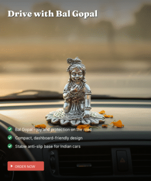 925 Silver Bal Gopal Car Dashboard Idol — Little Krishna with Anti-Slip Base — view 2