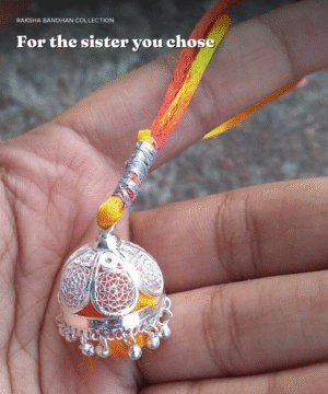 925 Silver Lumba Rakhi for Bhabhi — Ghungroo Dome — view 2