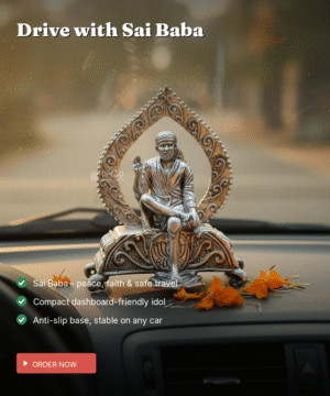 925 Silver Sai Baba Car Dashboard Idol — Shirdi Sai with Anti-Slip Base — view 2