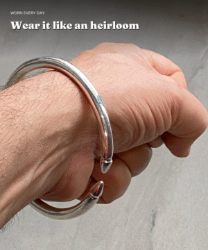 925 Silver Men's Smooth Polished Kada — Solid Heirloom-Weight — view 2